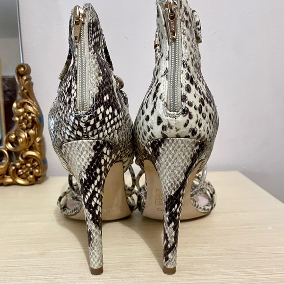 Aldo Snakeskin Print Leather Caged Heels - Picture 4 of 5
